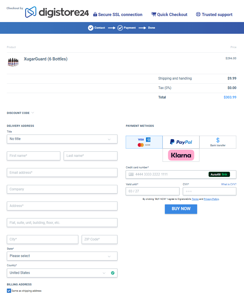 Xugar drops order page